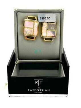 Tateossian London Shoe Charm Links Gold Plated Stainless Steel Mother-Of-Pearl